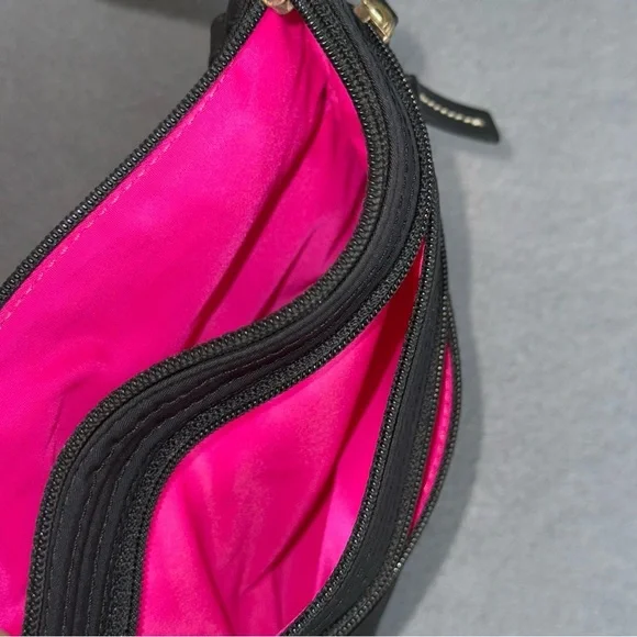 Dooney & Bourke Black‎ Nylon Small Crossbody Bag Hot pink inside 3 zip pockets - Picture 9 of 16